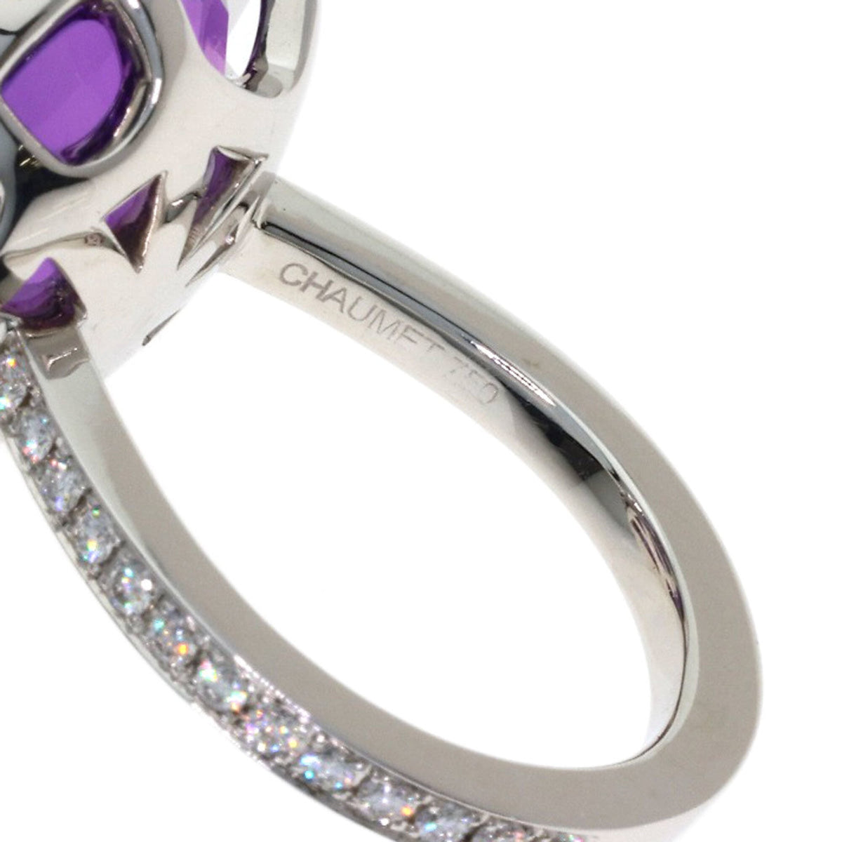 Band Ring 18K White Gold with Amethyst and Diamond
