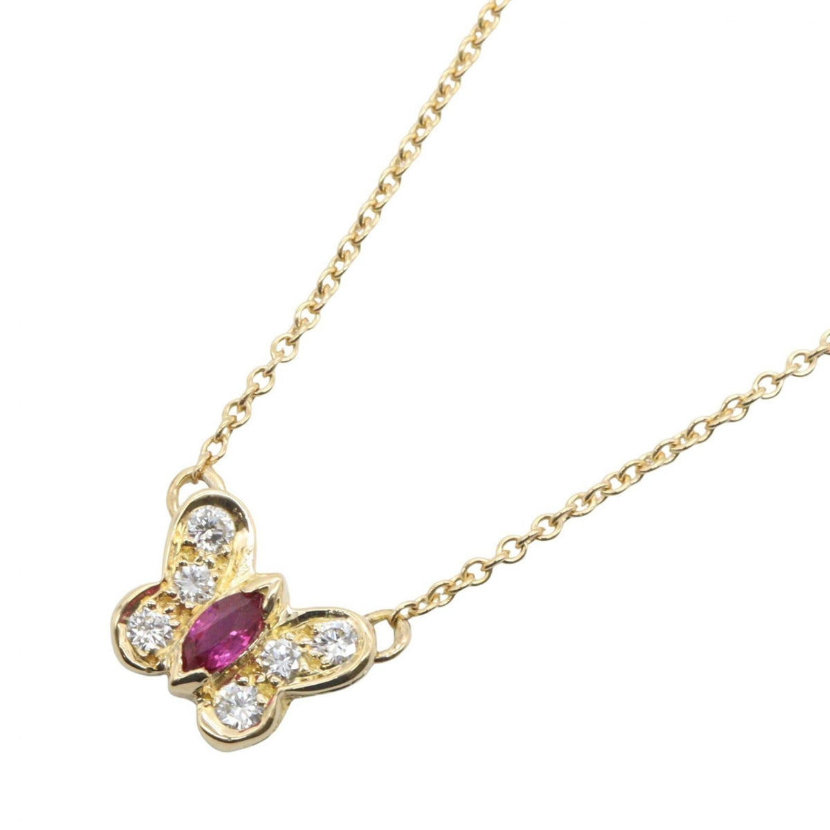 Van Cleef & Arpels Papillon Pendant Necklace 18K Yellow Gold with Ruby and Diamond