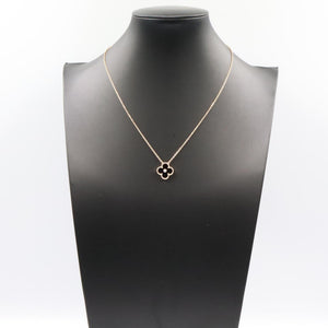 Van Cleef & Arpels Vintage Alhambra Pendant Necklace 18K Rose Gold and Onyx - view 6