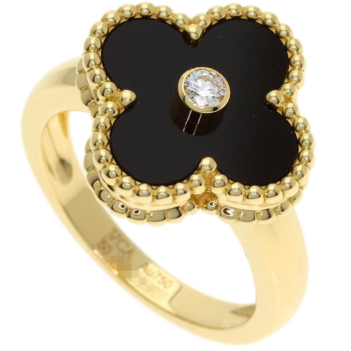 Van Cleef & Arpels Vintage Alhambra Ring 18K Yellow Gold and Onyx