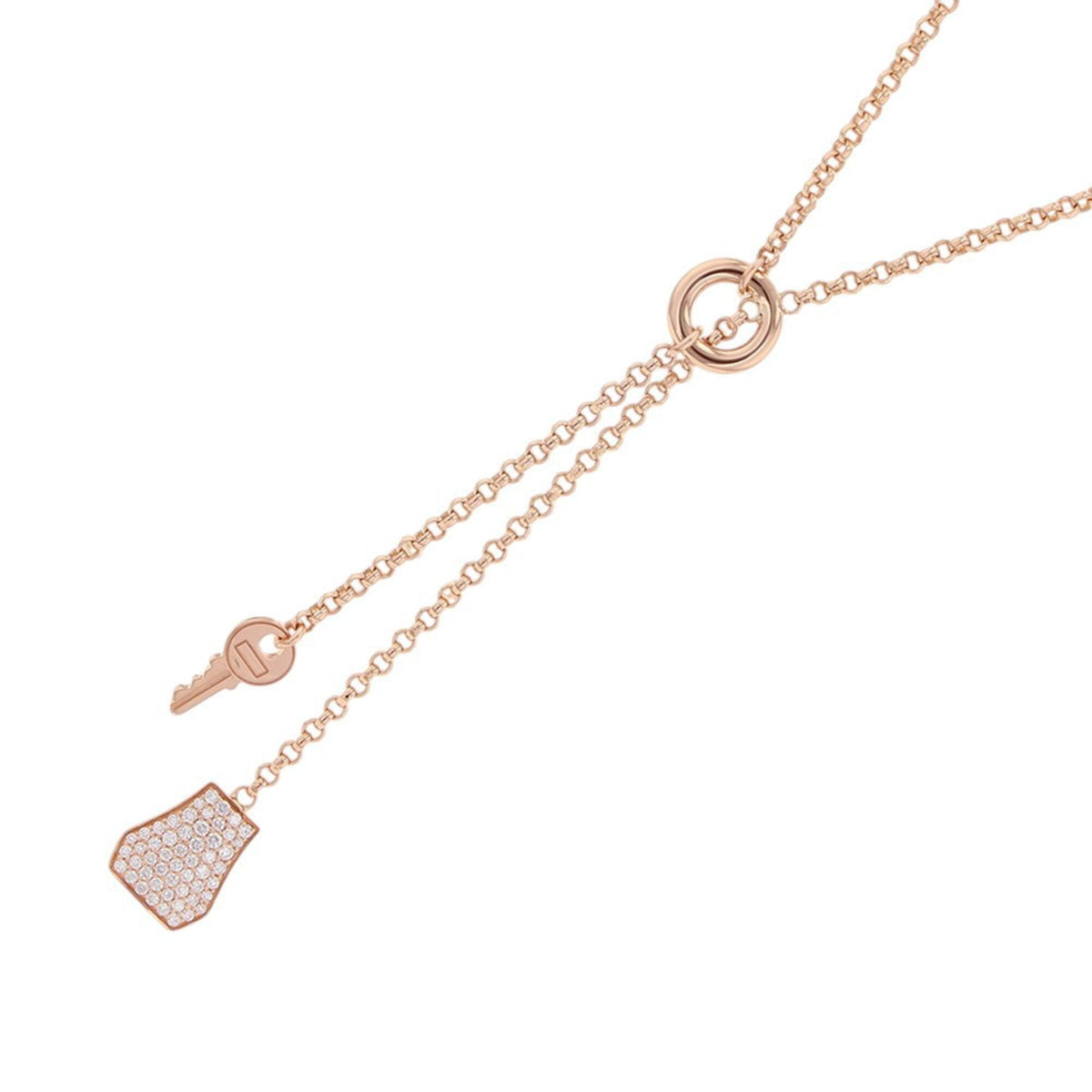 Hermes Kelly Clochette Pendant Necklace 18K Rose Gold Mini with Diamond