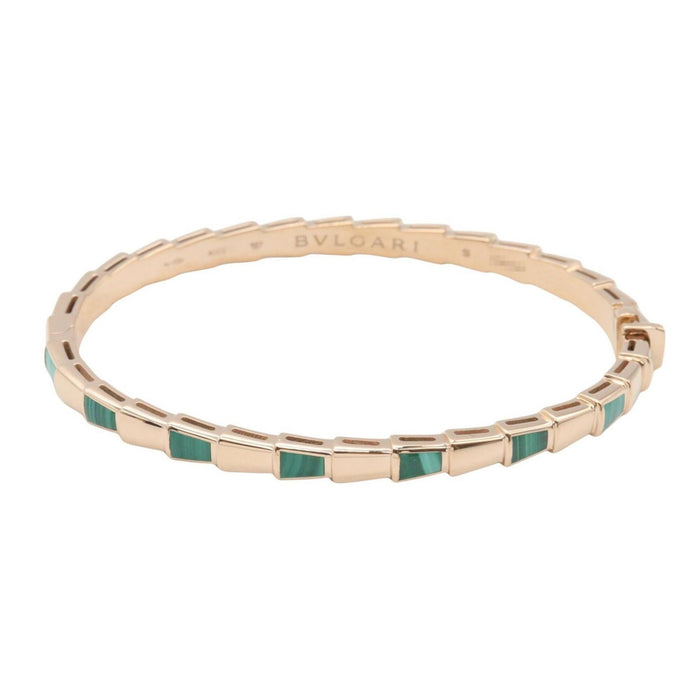 Bvlgari Serpenti Viper Ring 18K Rose Gold with Malachite
