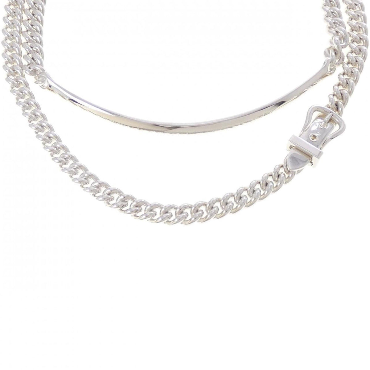 Hermes Boucles Sellier Inflexible Pendant Necklace Sterling Silver