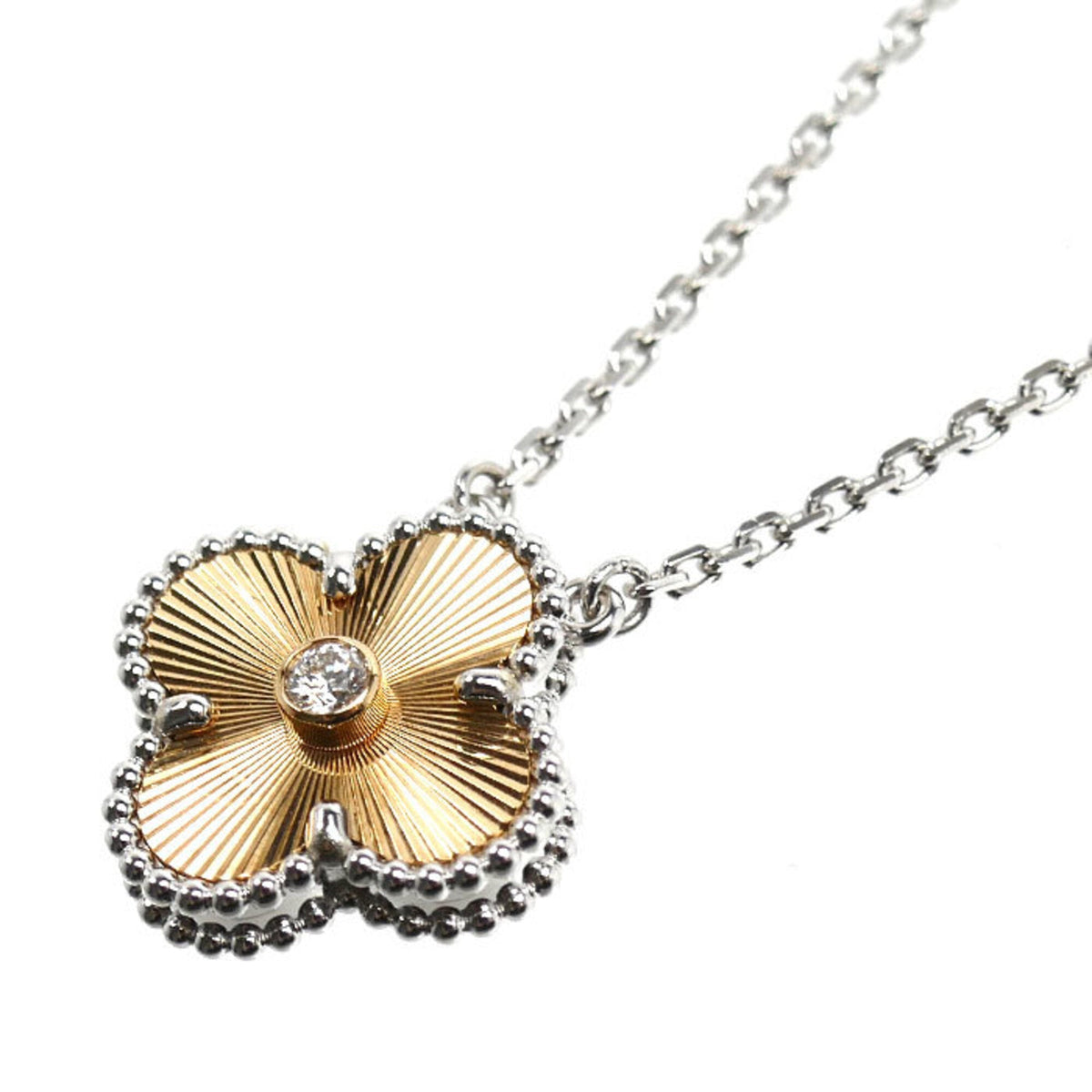 Van Cleef & Arpels Vintage Alhambra Pendant Necklace 18K White Gold and 18K Rose Gold