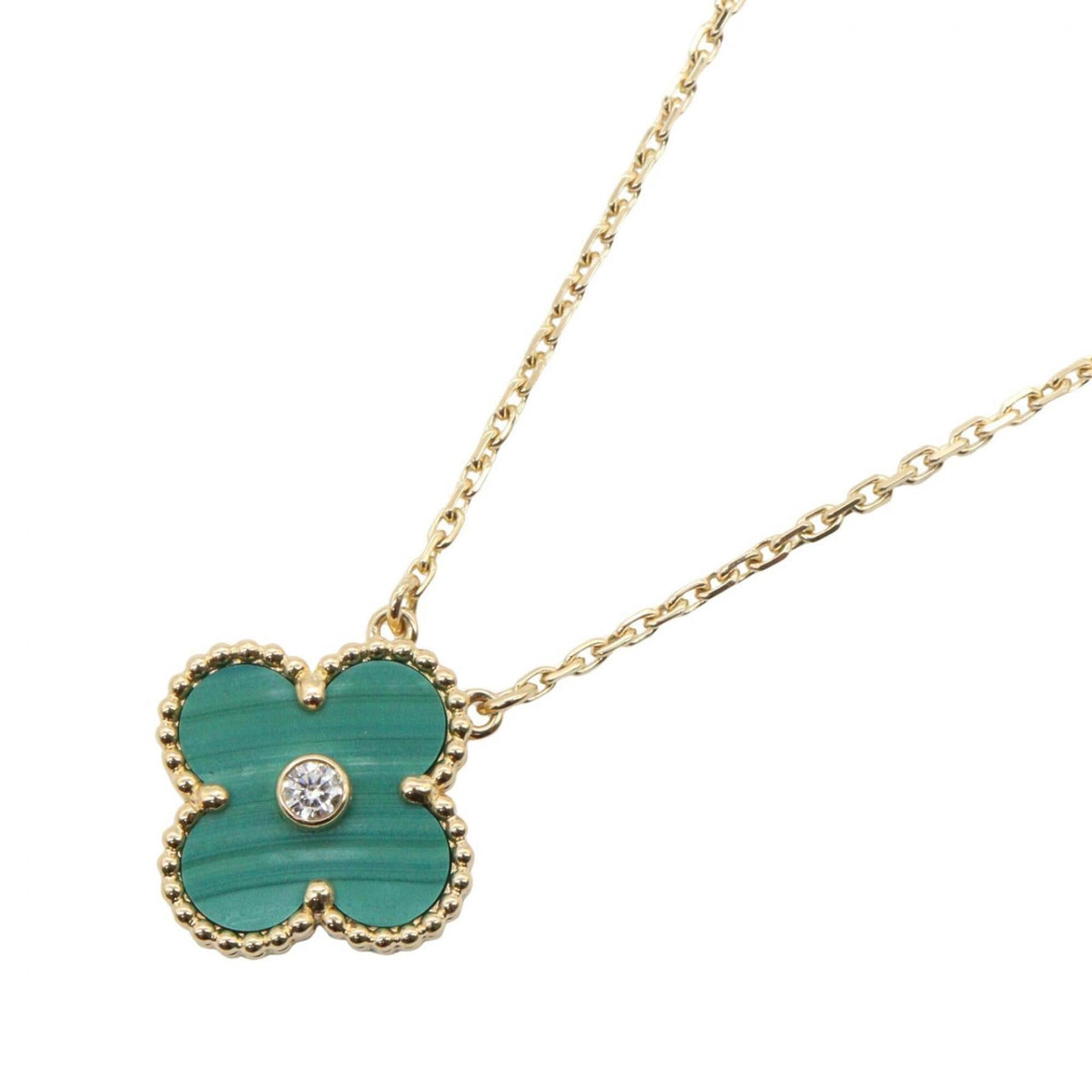 Van Cleef & Arpels Vintage Alhambra Pendant Necklace 18K Yellow Gold and Malachite