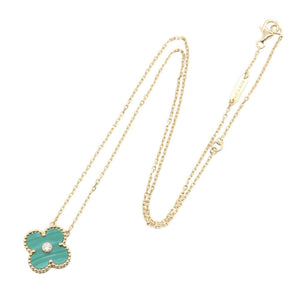 Van Cleef & Arpels Vintage Alhambra Pendant Necklace 18K Yellow Gold and Malachite - view 2