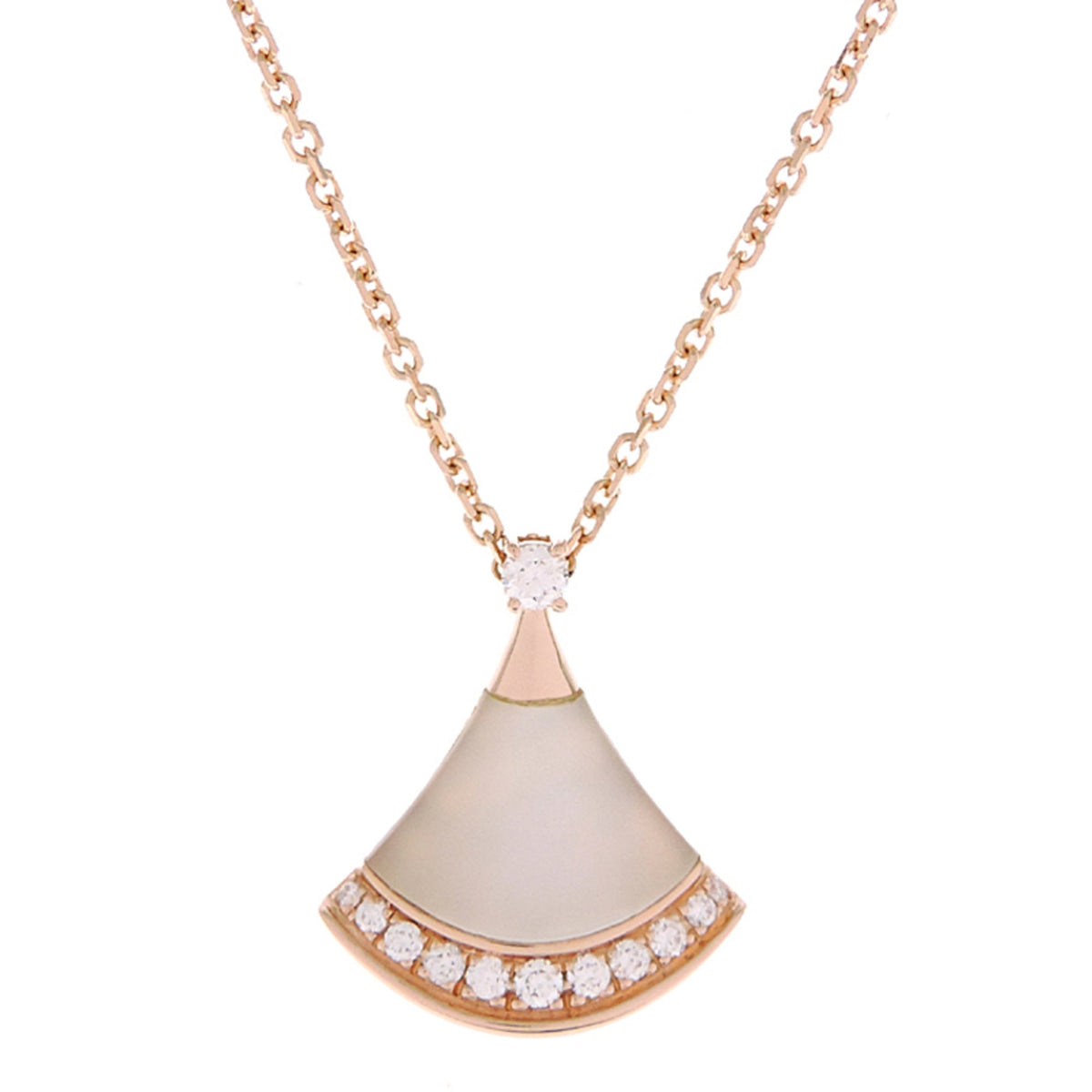 Diva Dream Pendant Necklace 18K Rose Gold with Diamond and Mother of Pearl