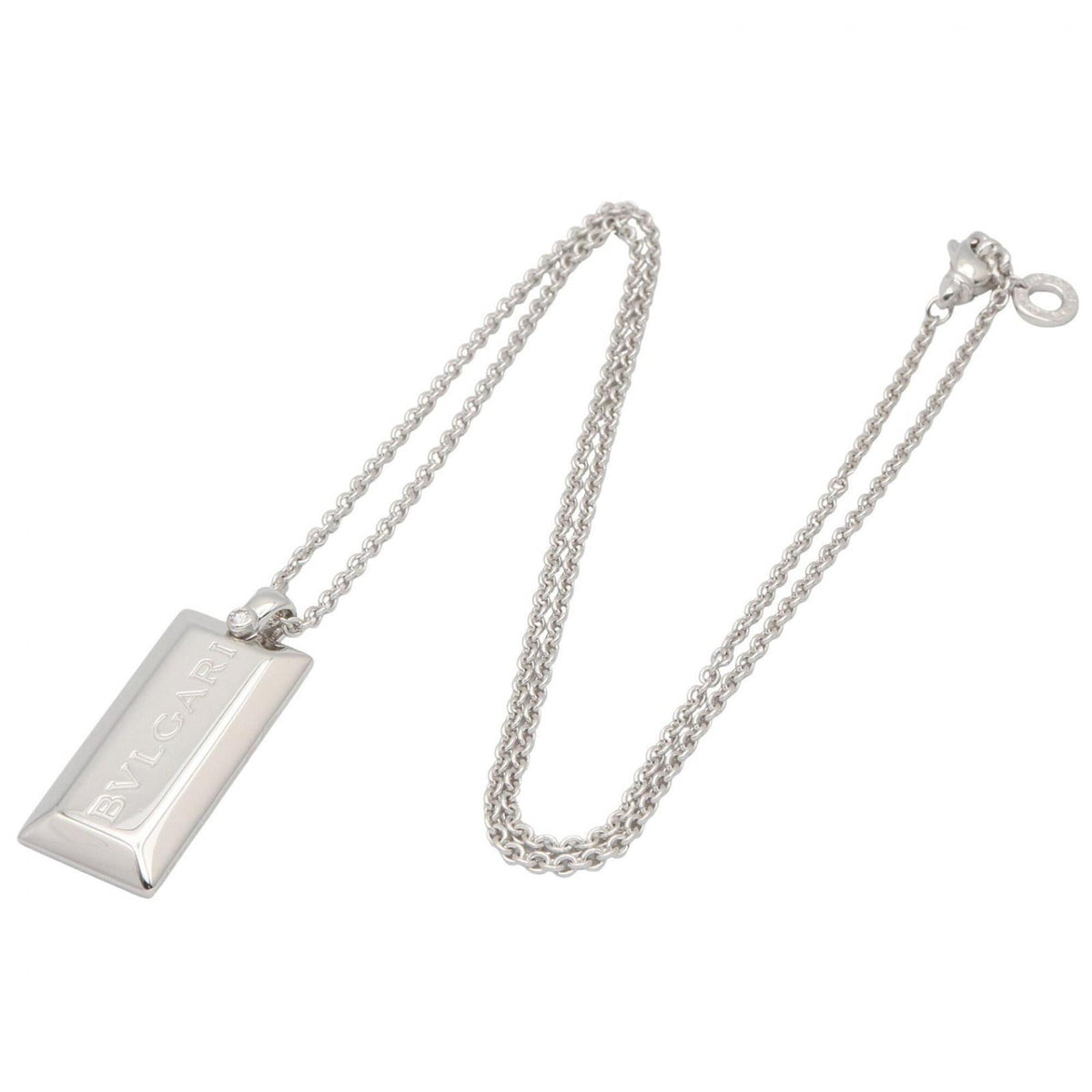 Ingot 1P Diamond Pendant Necklace 18K White Gold