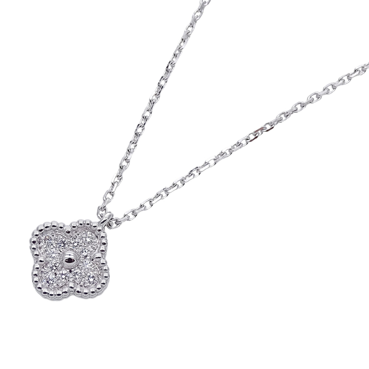 Van Cleef & Arpels Sweet Alhambra Pendant Necklace 18K White Gold