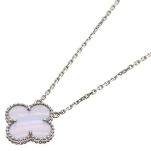 Van Cleef & Arpels Vintage Alhambra Pendant Necklace 18K White Gold and Chalcedony - view 1