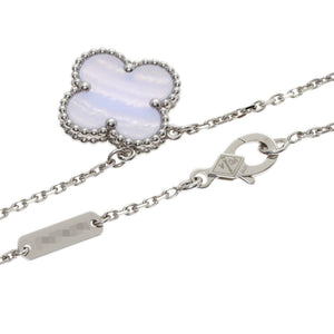 Van Cleef & Arpels Vintage Alhambra Pendant Necklace 18K White Gold and Chalcedony - view 2
