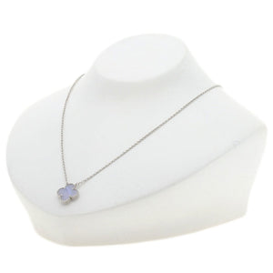 Van Cleef & Arpels Vintage Alhambra Pendant Necklace 18K White Gold and Chalcedony - view 4