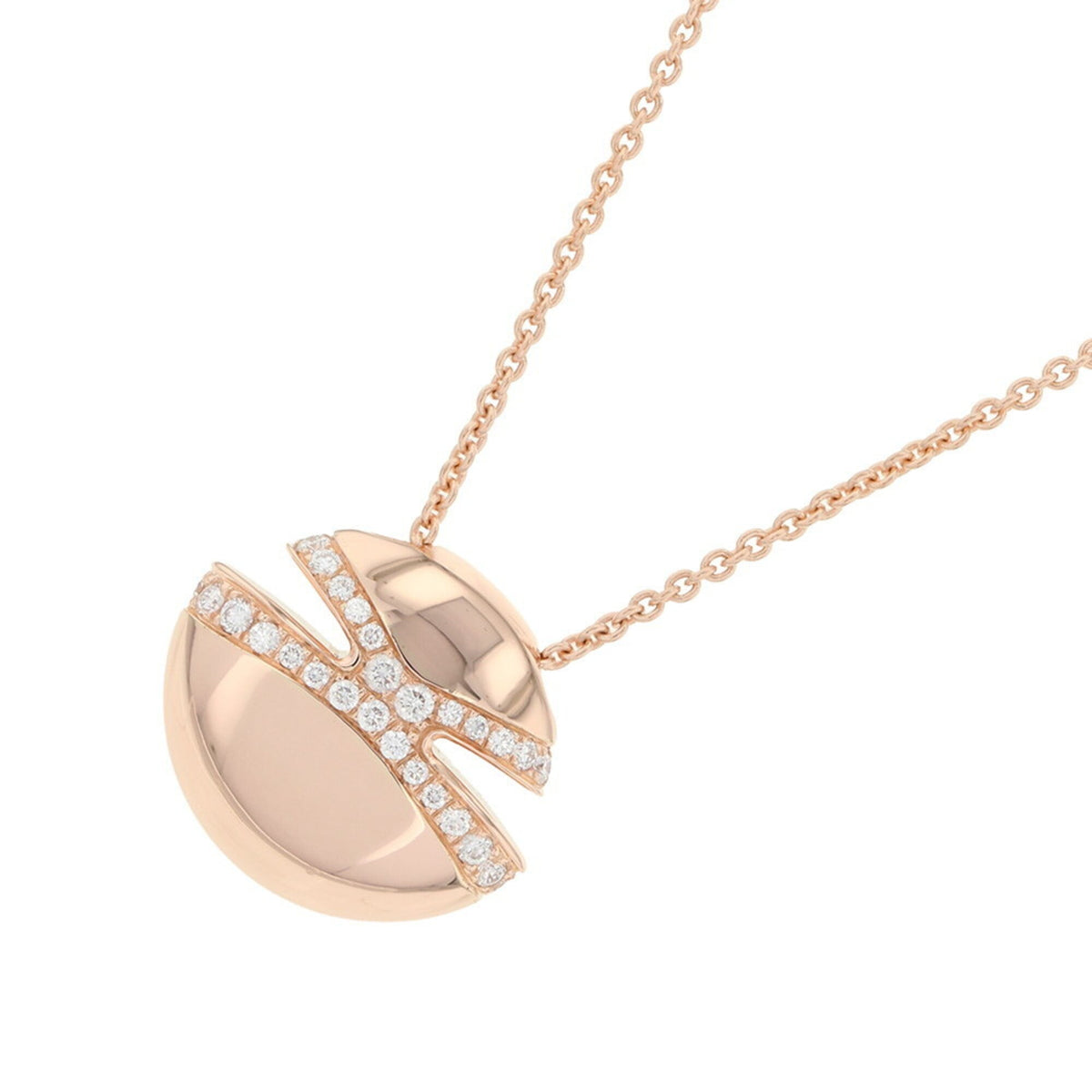 Bvlgari Pendant Necklace 18K Rose Gold with Cabochon Diamond and Pave Diamonds 0.55ct