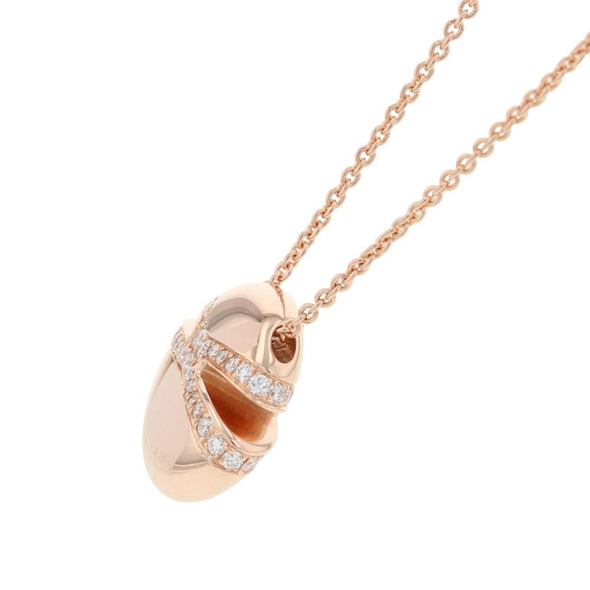 Pendant Necklace 18K Rose Gold with Cabochon Diamond and Pave Diamonds 0.55ct