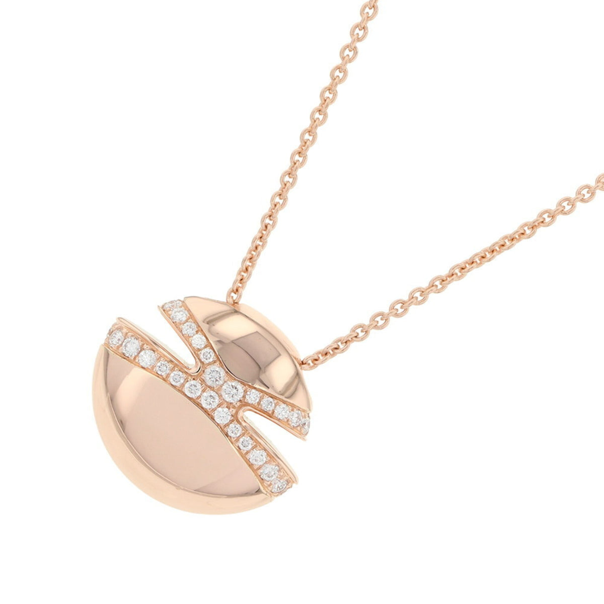 Pendant Necklace 18K Rose Gold with Cabochon Diamond and Pave Diamonds 0.55ct