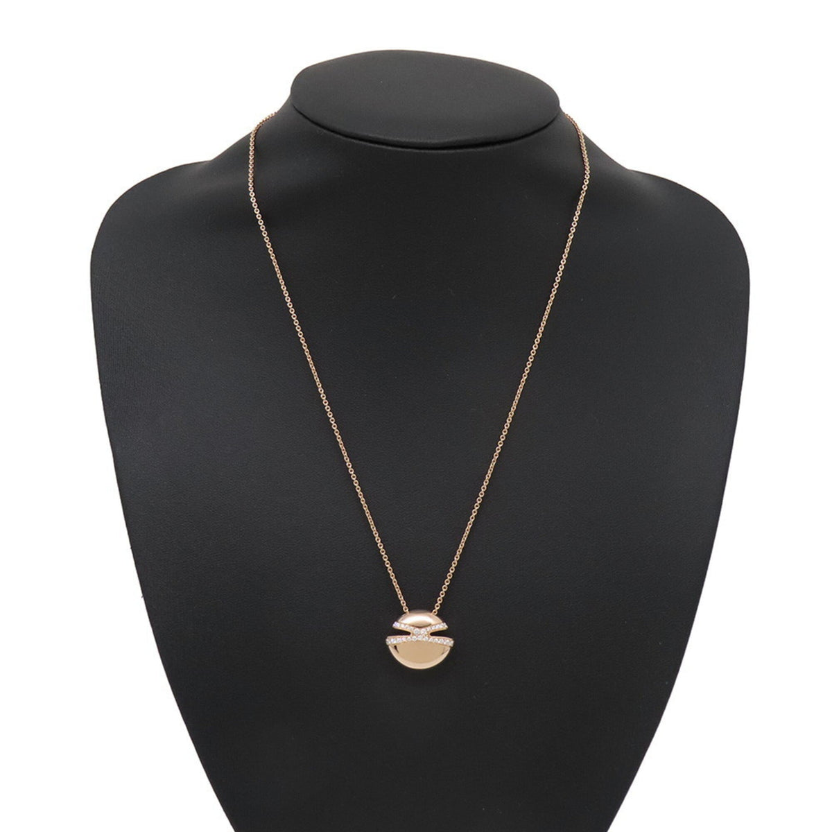 Pendant Necklace 18K Rose Gold with Cabochon Diamond and Pave Diamonds 0.55ct