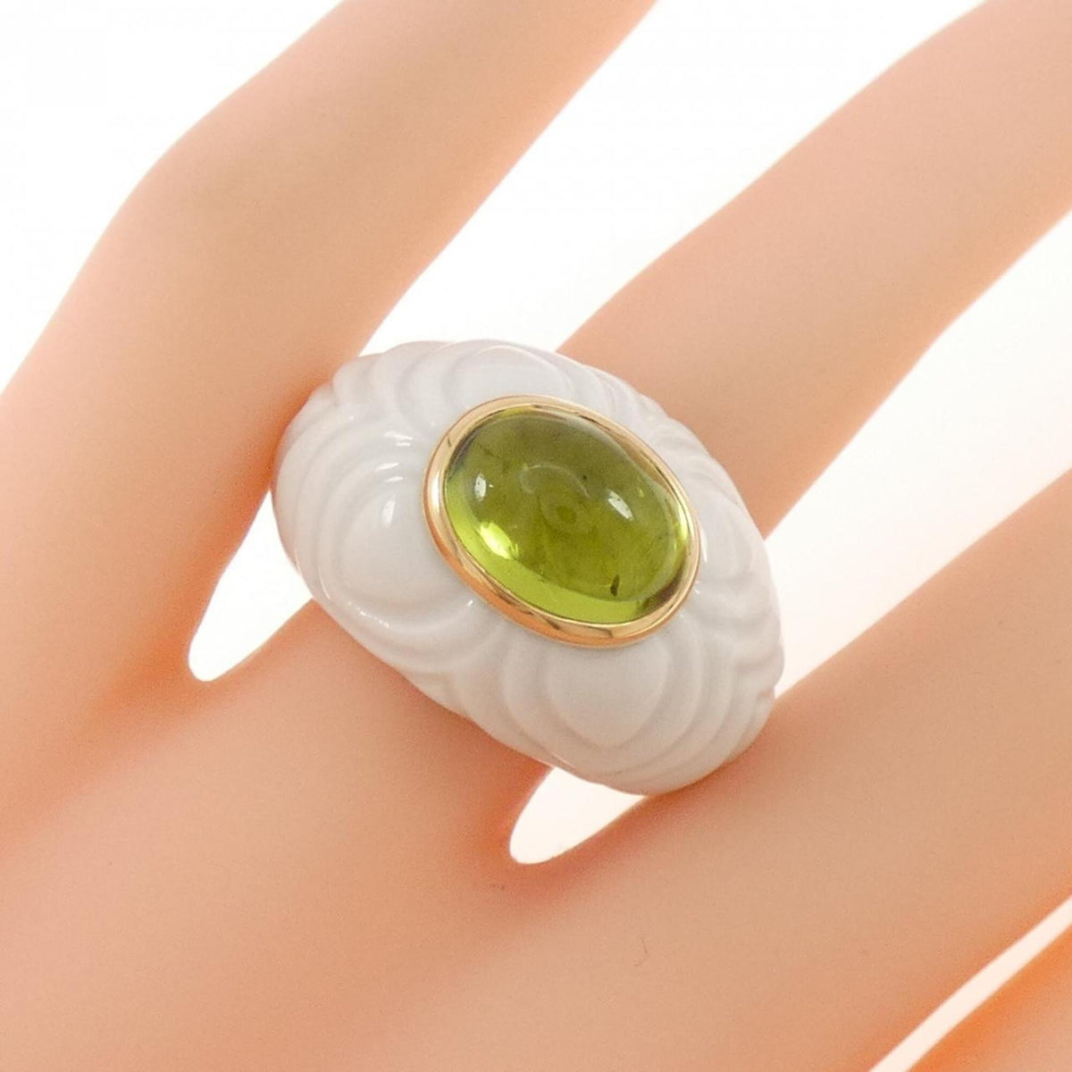Band Ring 18K Yellow Gold with Peridot