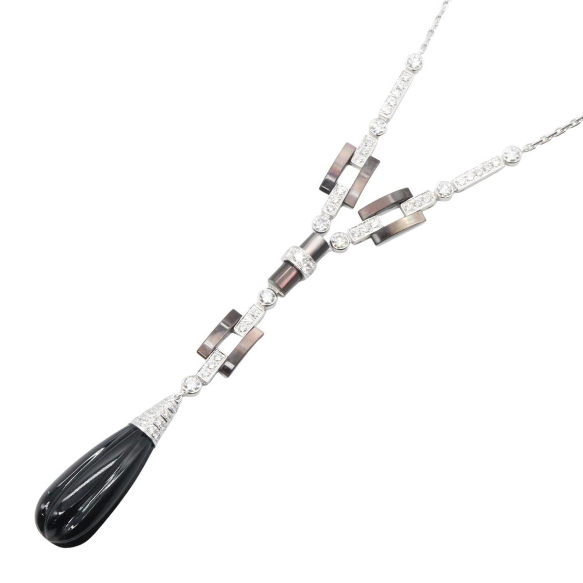 Cartier Pendant Necklace 18K White Gold with Diamond and Onyx