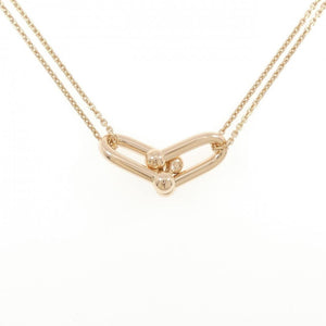 Tiffany & Co. Double Link Pendant Necklace 18K Rose Gold Large - view 1