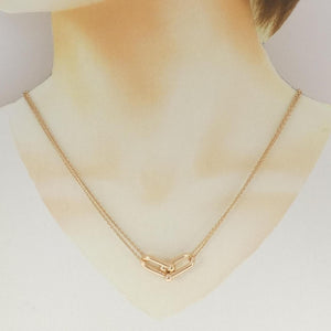 Tiffany & Co. Double Link Pendant Necklace 18K Rose Gold Large - view 6