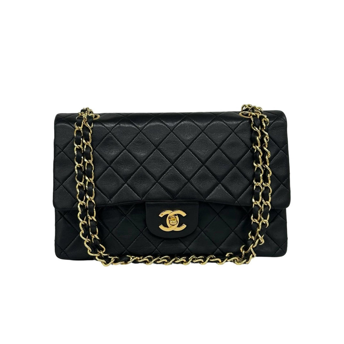 Chanel Vintage Classic Double Flap Bag Quilted Lambskin Medium