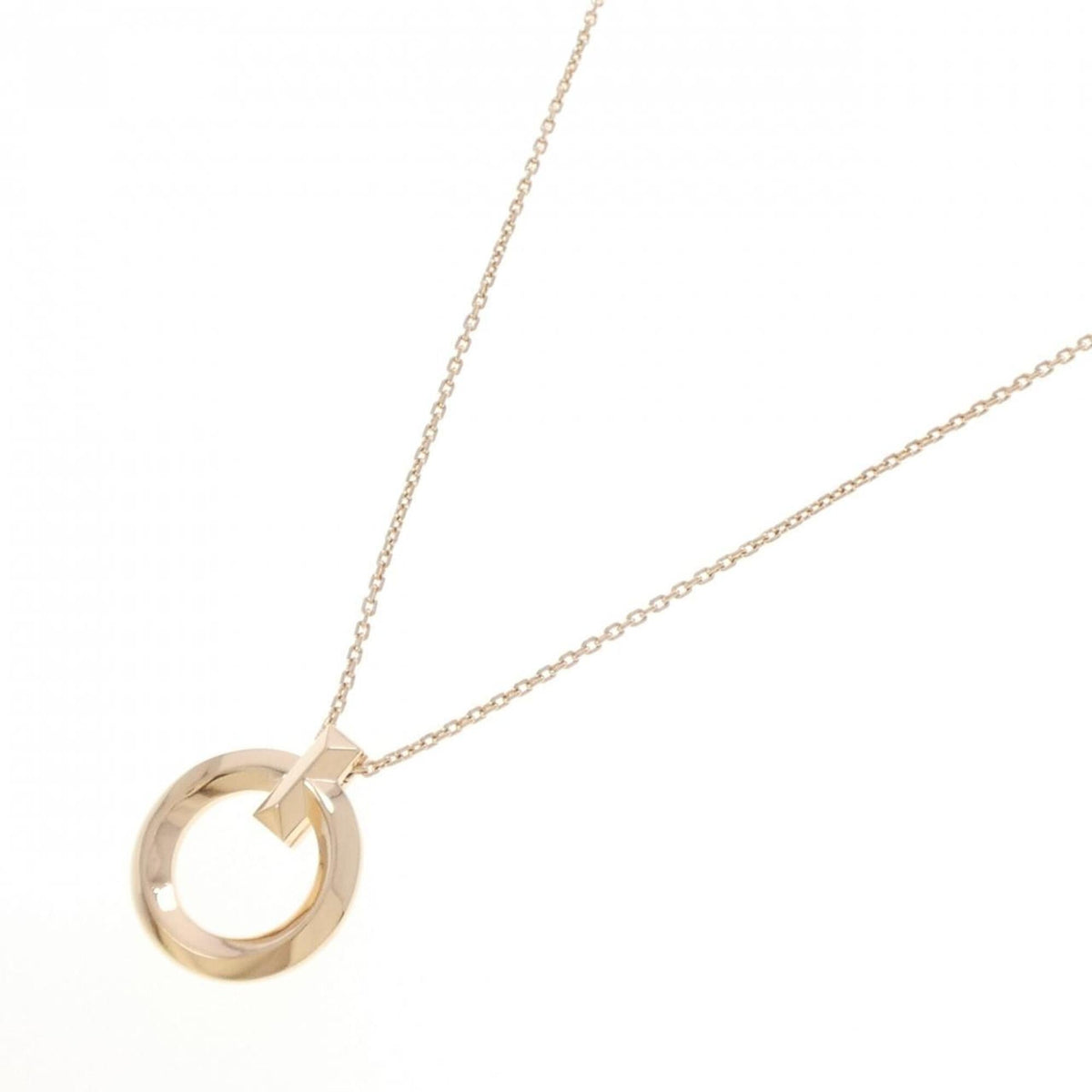 T One Circle Pendant Necklace 18K Rose Gold