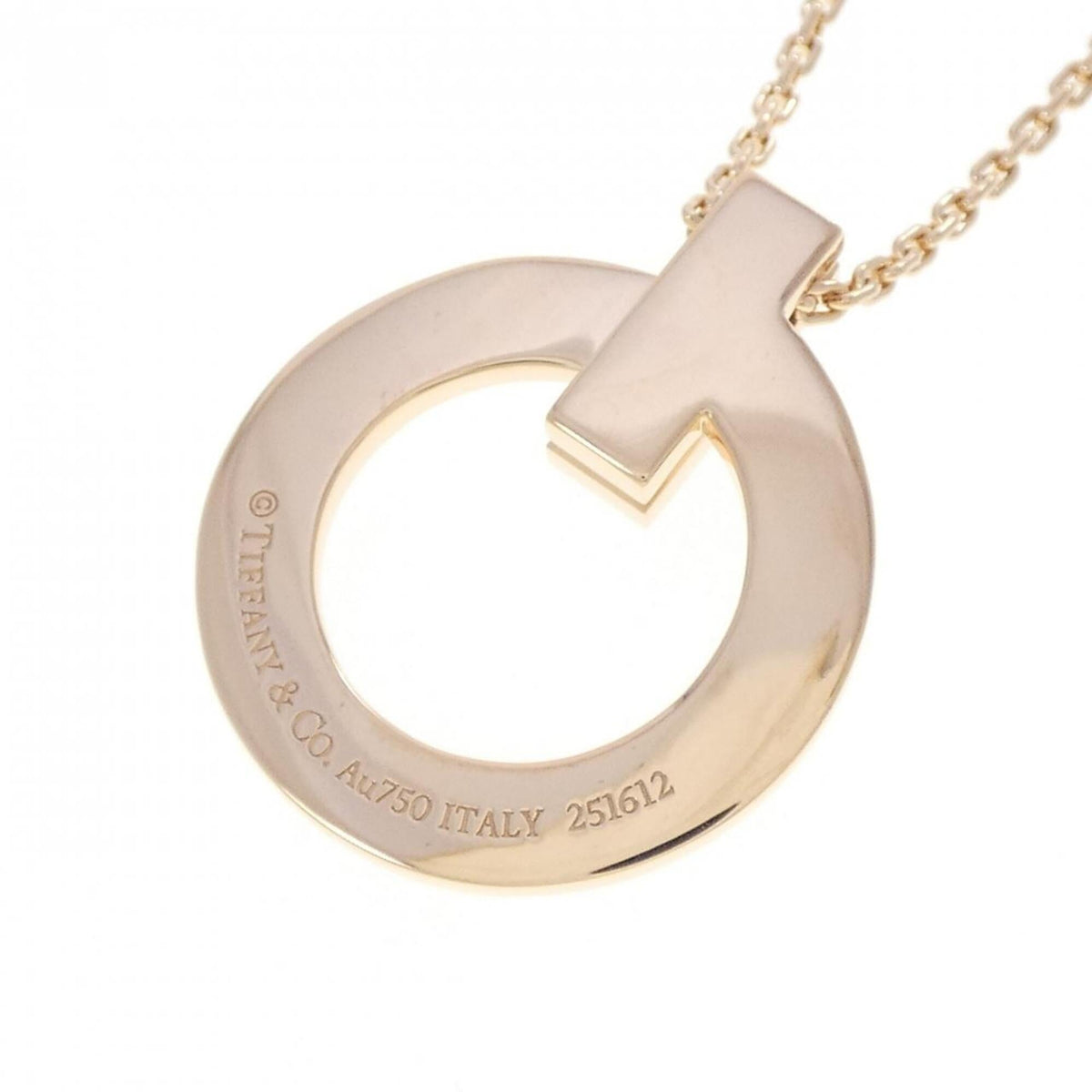 T One Circle Pendant Necklace 18K Rose Gold