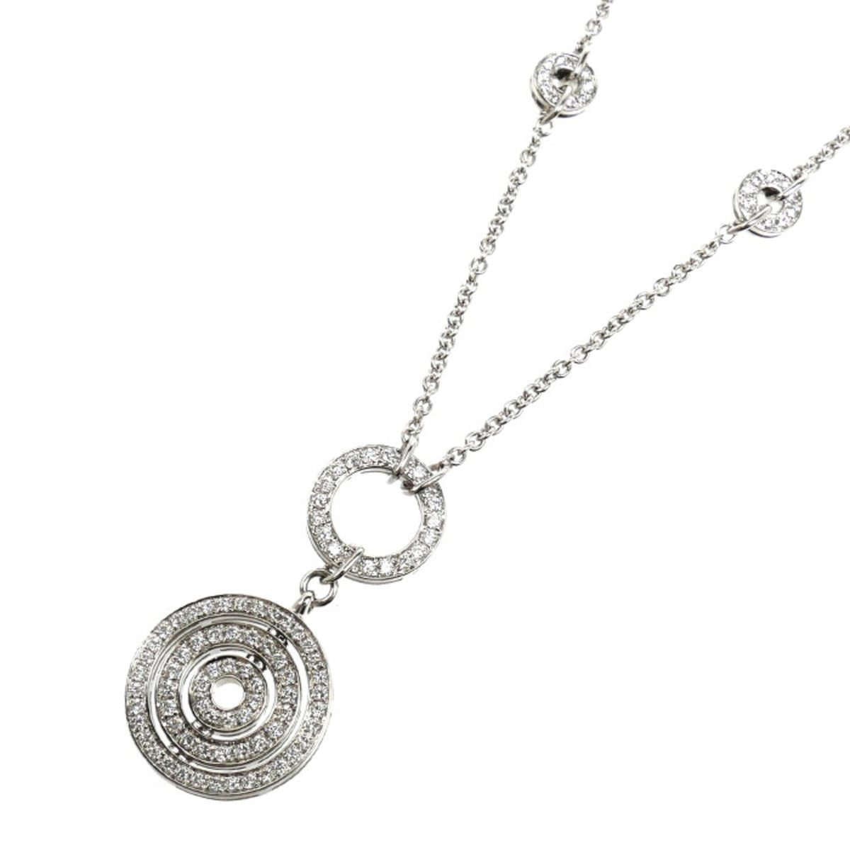 Bvlgari Astrale Cerchi Pendant Necklace 18K White Gold with Diamond