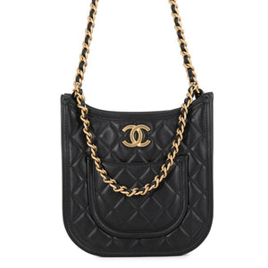 Chanel CC Front Pocket Chain Hobo Quilted Lambskin Small - view 1