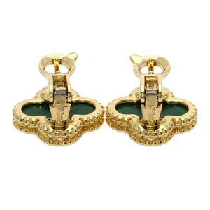 Van Cleef & Arpels Vintage Alhambra Earrings 18K Yellow Gold and Malachite 18K Yellow Gold - view 3