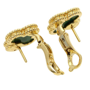 Van Cleef & Arpels Vintage Alhambra Earrings 18K Yellow Gold and Malachite 18K Yellow Gold - view 4