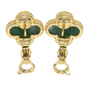 Van Cleef & Arpels Vintage Alhambra Earrings 18K Yellow Gold and Malachite 18K Yellow Gold - view 5