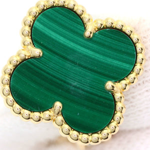 Van Cleef & Arpels Vintage Alhambra Earrings 18K Yellow Gold and Malachite 18K Yellow Gold - view 7