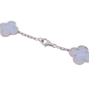 Van Cleef & Arpels Alhambra Pendant Necklace 18K White Gold and Chalcedony - view 5
