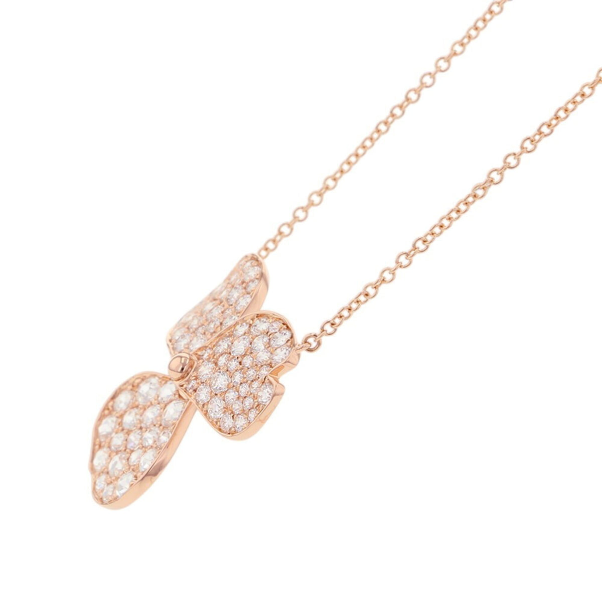 Paper Flower Pendant Necklace 18K Rose Gold with Diamond