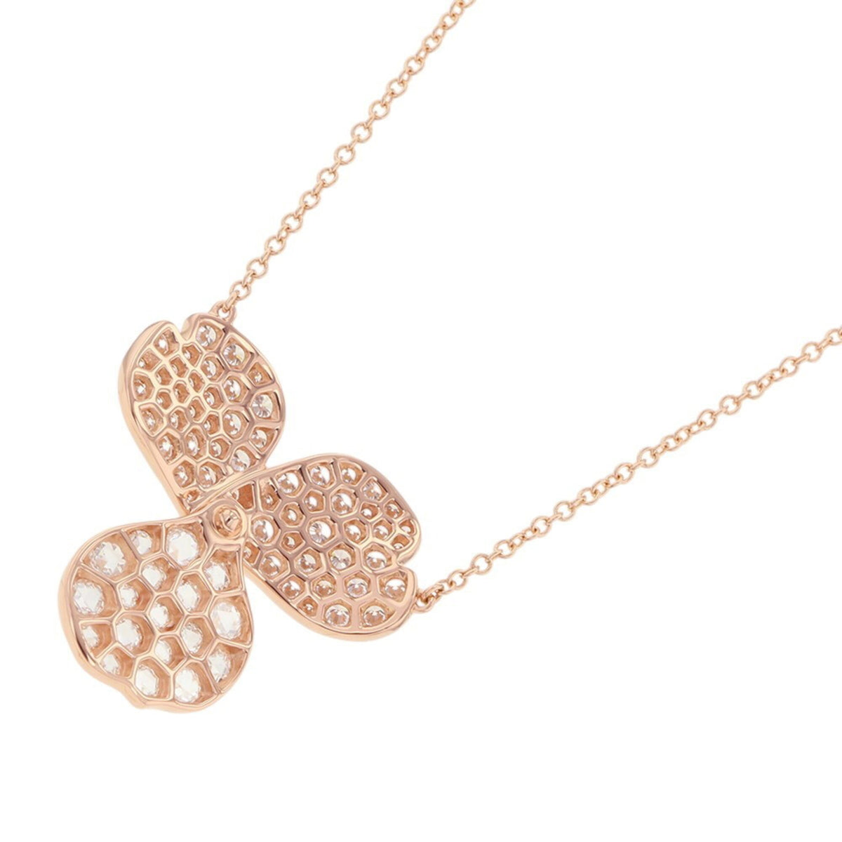 Paper Flower Pendant Necklace 18K Rose Gold with Diamond