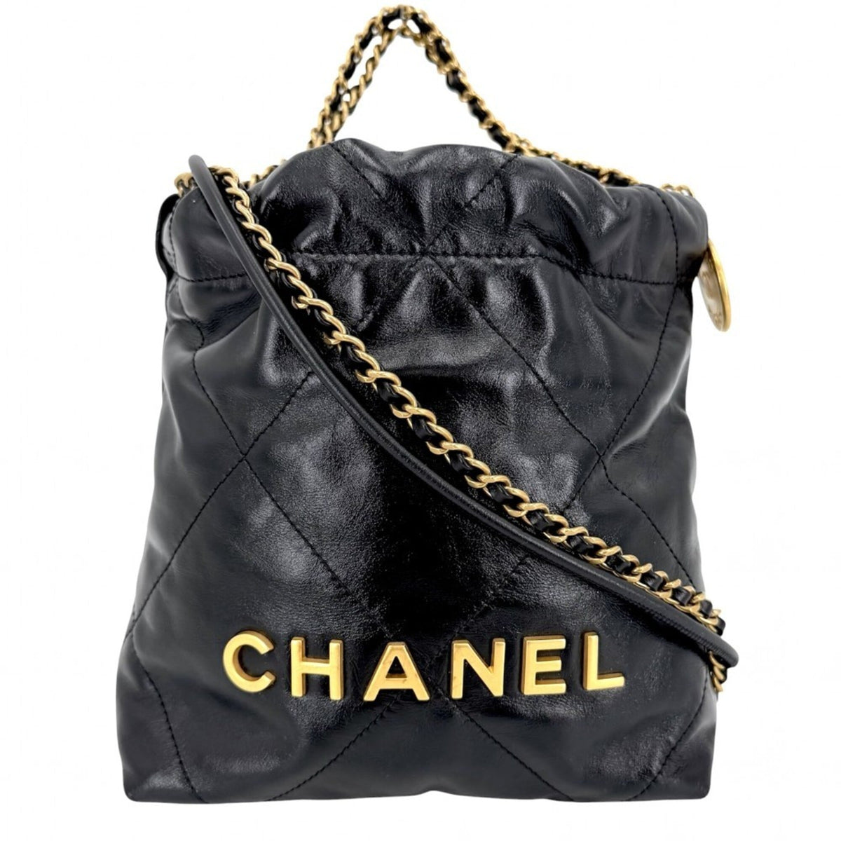 Chanel 22 Chain Hobo Quilted Calfskin with Pearl Chain Mini