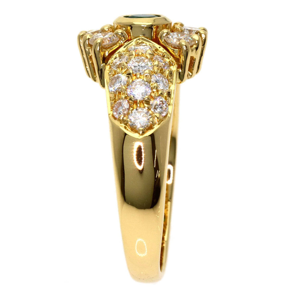 Vintage Ring 18K Yellow Gold with Diamond and Emerald