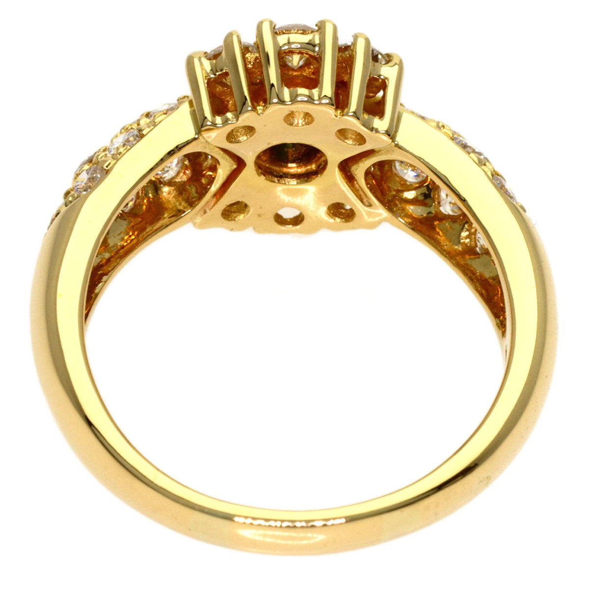 Vintage Ring 18K Yellow Gold with Diamond and Emerald