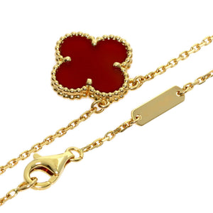 Van Cleef & Arpels Vintage Alhambra Pendant Necklace 18K Yellow Gold and Carnelian - view 2