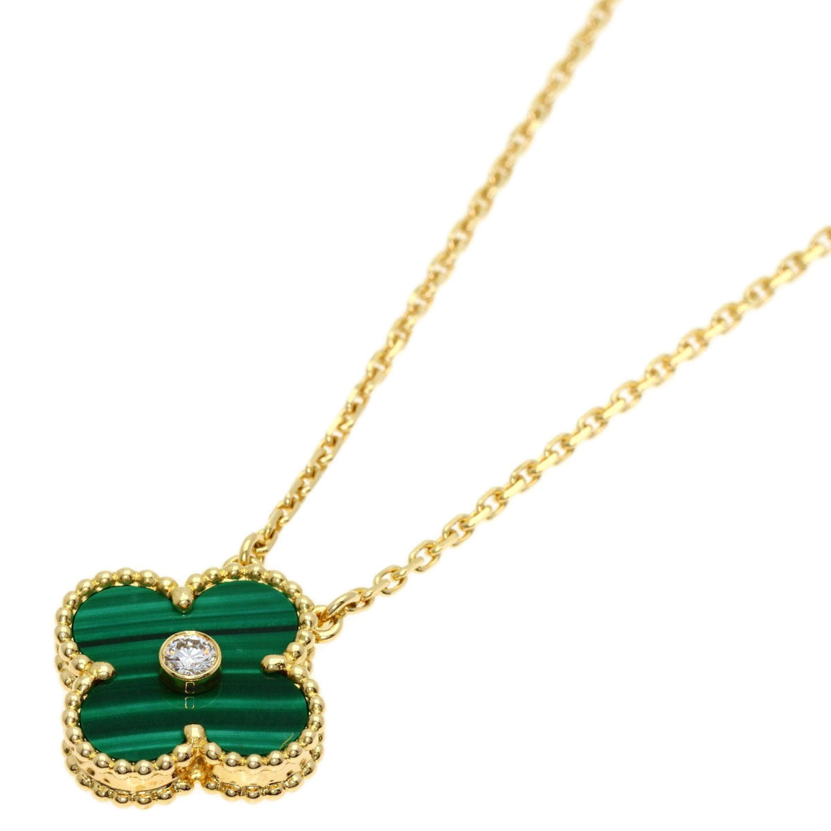 Van Cleef & Arpels Vintage Alhambra Pendant Necklace 18K Yellow Gold and Malachite