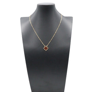 Van Cleef & Arpels Vintage Alhambra Pendant Necklace 18K Yellow Gold and Carnelian - view 5