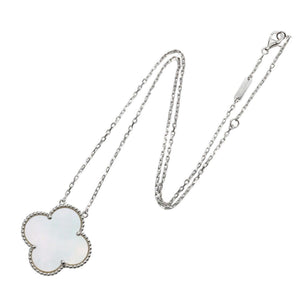 Van Cleef & Arpels Alhambra Pendant Necklace Sterling Silver and 18K White Gold and Mother of Pearl - view 2