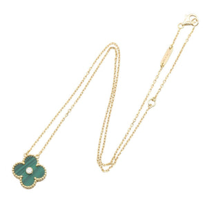 Van Cleef & Arpels Vintage Alhambra Pendant Necklace 18K Yellow Gold and Malachite - view 2