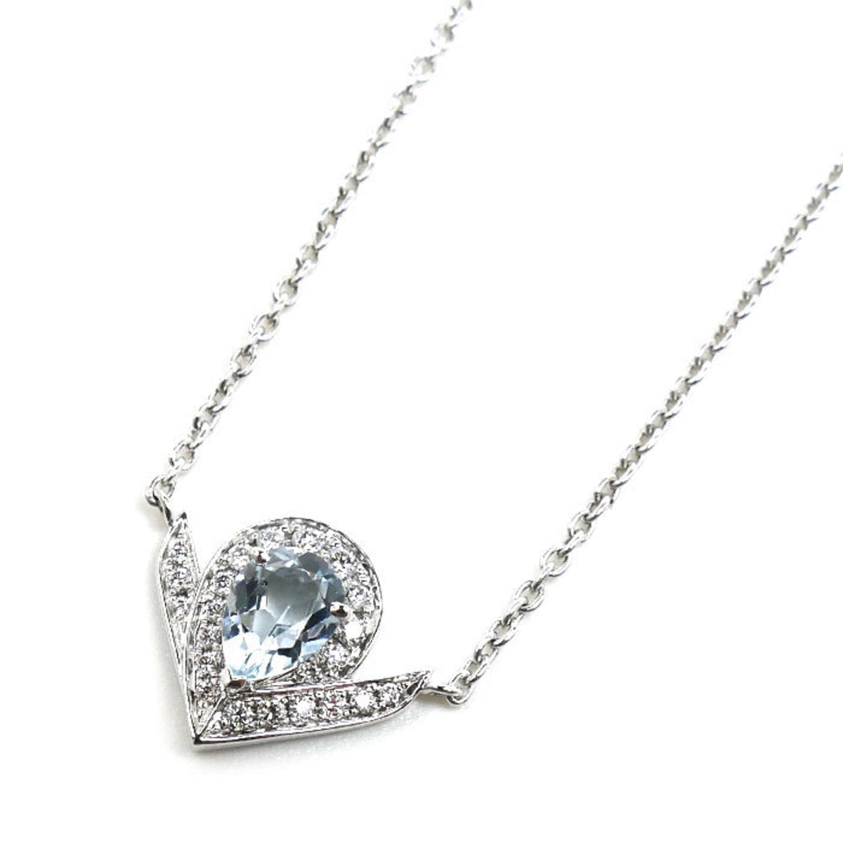 Chaumet Pendant Necklace 18K White Gold with Aquamarine and Diamond