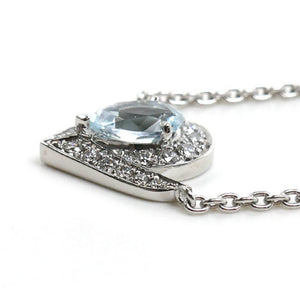 Chaumet Pendant Necklace 18K White Gold with Aquamarine and Diamond - view 2