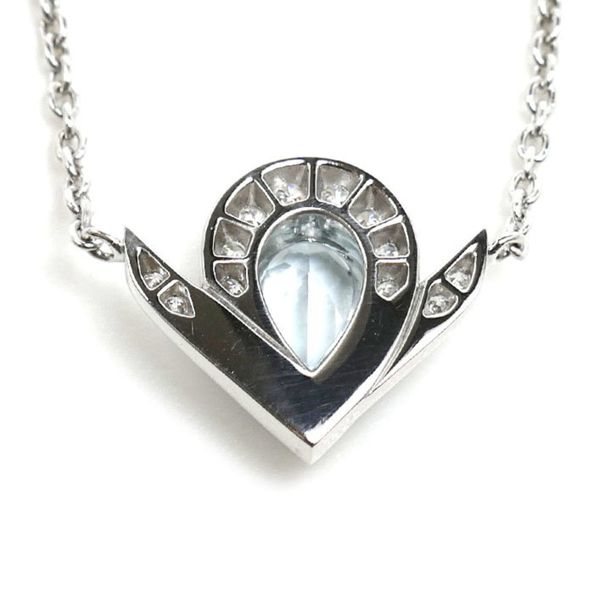 Pendant Necklace 18K White Gold with Aquamarine and Diamond