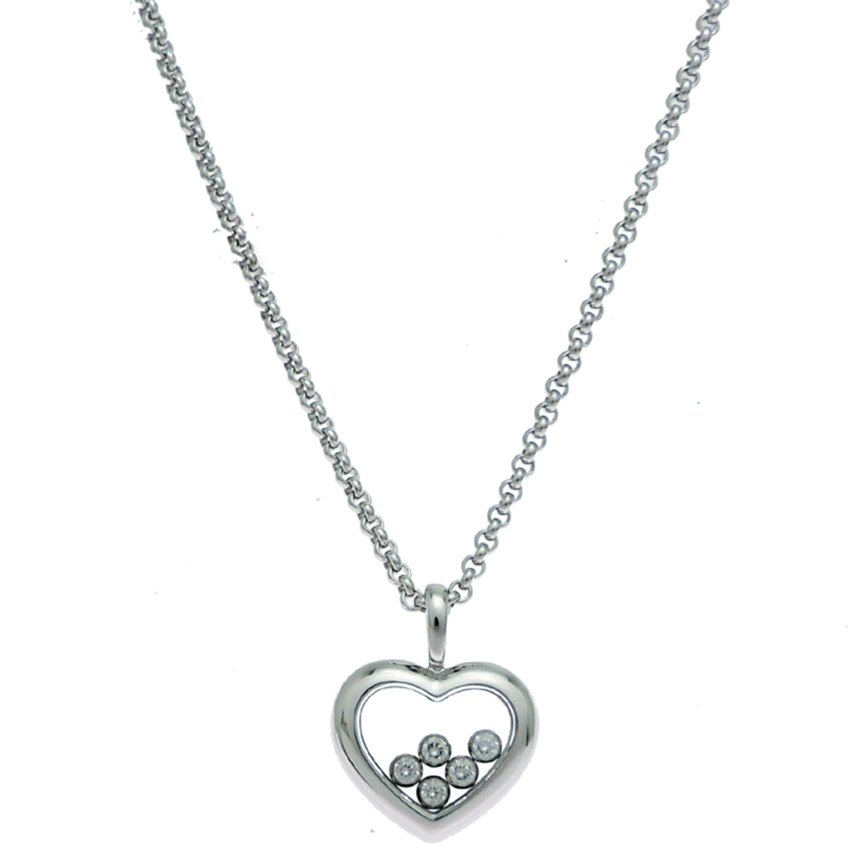 Heart Pendant Necklace 18K White Gold with Diamond