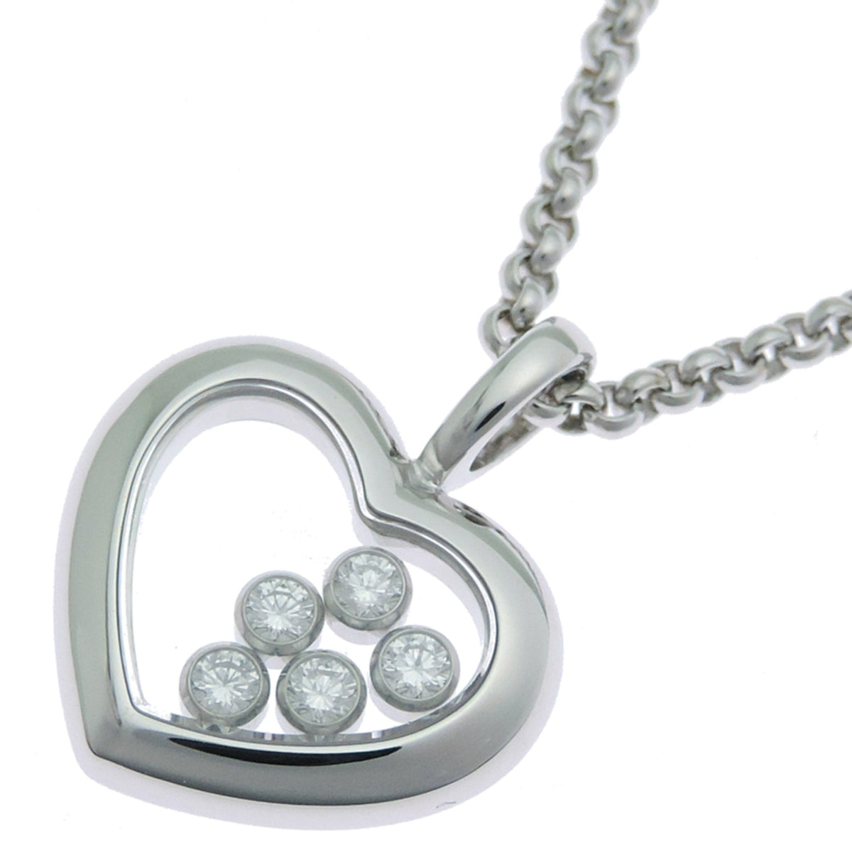 Heart Pendant Necklace 18K White Gold with Diamond