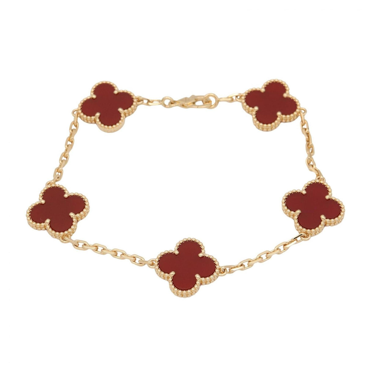 Van Cleef & Arpels Vintage Alhambra Bracelet 18K Yellow Gold and Carnelian